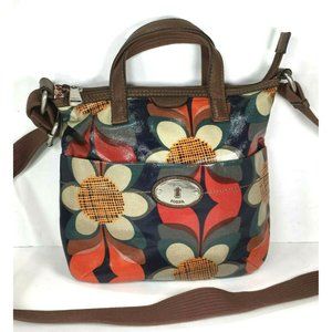 Fossil Multicolor Flower Print Coated Canvas Crossbody Shoulder Bag